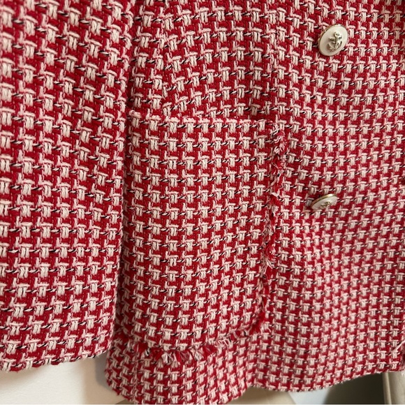 Red Houndstooth Double-Breasted Blazer - Picture 4 of 9